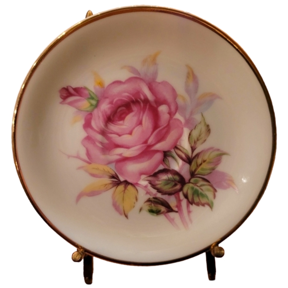 Vintage Norcrest Plate Fine China C-47 Decor Saucer Plate Pink Rose & Gold Trim